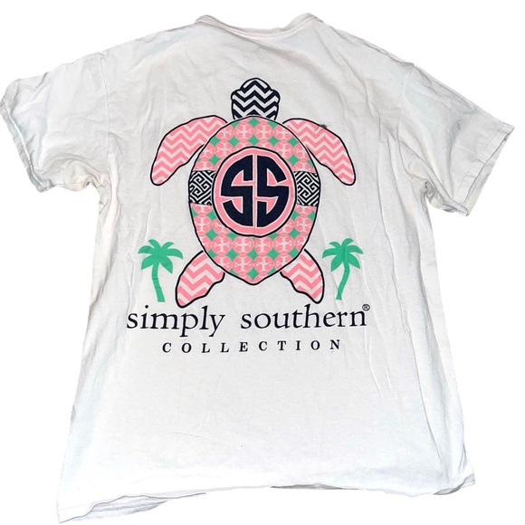 Simply Southern Shirt Womens M White Logo Turtles Collection Casual Graphic - Picture 1 of 5